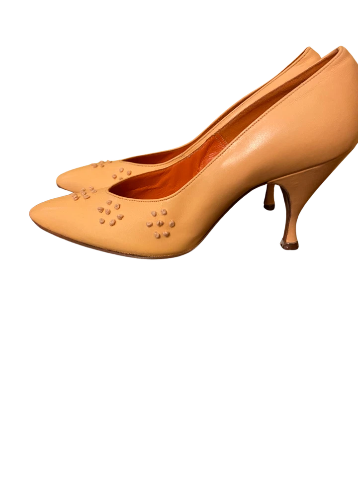 Zapatos de salón vintage de punta puntiaguda color melocotón años 50/60 para mujer talla US 5/5,5 ESTRECHOS Foto 1 de 4