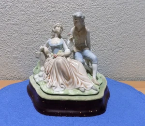 Tengra ? Figur umwerbendes Paar Liebespaar Holzsockel handgefertigt in Spanien - Bild 1 von 12