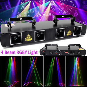 Laser Light 460mW 4 Lens 4 Beam Rgby Projector Dj Disco Show Dmx Stage Lighting