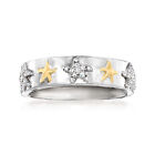 Ross Simons 010 Ct Tw Diamond Starfish Ring In 2 Tone Sterling Silver