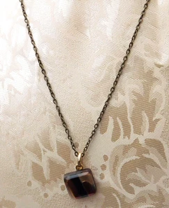 Vintage Art Glass 18" Necklace Foiled Tortoise/ Root beer like colors - Picture 1 of 9