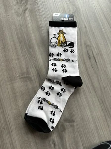 For Bare Feet Cats Mice Socks White Medium Men's Size 5-10 Women's Size 6-11 NWT - Picture 1 of 12