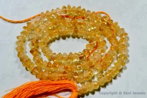 Citrino 3,5 mm/4,5 mm bottone pietra preziosa perline filo 13,5" (selezionare-taglia A) - Foto 1 di 2