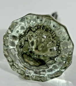 Vintage Crystal Door Knob Clear 1920's Brass - Picture 1 of 4