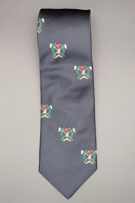 Corbata de golf Lands End azul marino con verde, dorado y rojo Foto 1 de 4