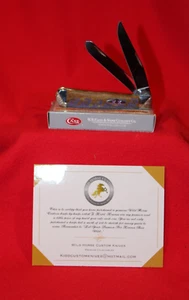 CASE XX 2017 KNIFE WILD HORSE CUSTOMS VELVET CRUSH ANTIQUE ELK 6254SS TRAPPER - Picture 1 of 7