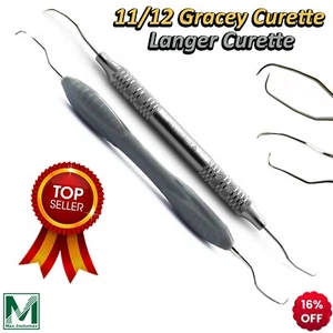 Dental Langer Curettes Gracey Curettes 11/12 Remover Periodontal Silicone Handle - Picture 1 of 10