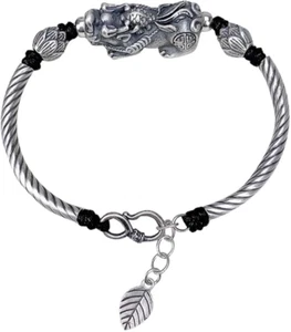 999 Silver Bracelet for Men Women, Pixiu Lucky dragon Bracelet, lucky charm cuff - Picture 1 of 2