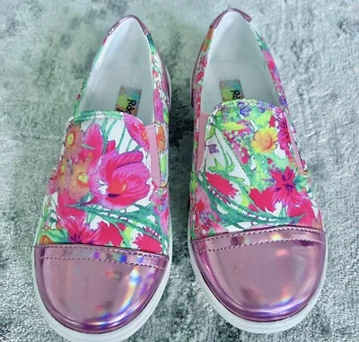 Zapatos sin cordones Rachel para niñas pequeñas talla 10 florales metálicos Foto 1 de 4