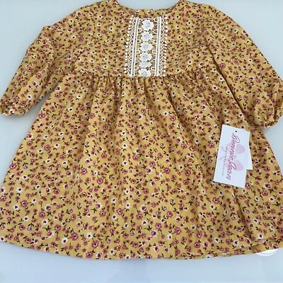 Bonnie Jean Girl's Dress Size 6 Yellow Floral Casual Dress Crochet Detailing NWT - Image 1 of 4