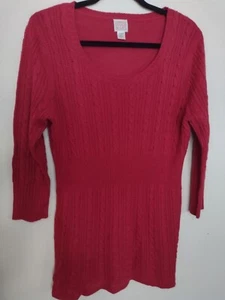 Canyon River Blues Womens Sweater XL Red Longer Waist Fitted Long Sleeve - Picture 1 of 5