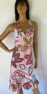 Paul & Joe Halter Dress Pink Floral Cotton Sleeveless Size 40, 8 made in France - Picture 1 of 5