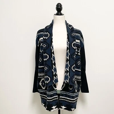 Cárdigan Dolan Anthropologie Abierto Azul Negro Manga 3/4 Southwestern Santiam XS Foto 1 de 4