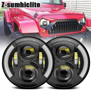 Pair DOT 7" Inch LED Headlight DRL Turn Signal Combo For 1997-2018 Jeep Wrangler - Picture 1 of 12