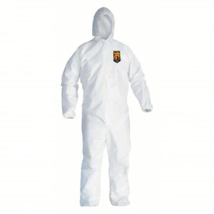 25 Pack Kimberly-Clark 44322 Hooded Disposable Coveralls Medium White Kleenguard - Picture 1 of 8