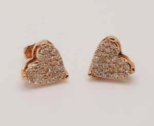 14KT Rose Gold 0.50CT SI1 G-H-I-Diamond Heart Studs Earrings Screw back - Picture 1 of 10