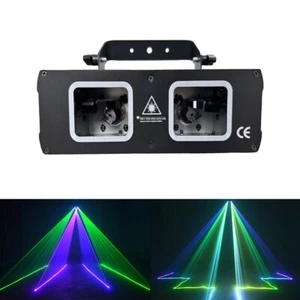 2 Lens RGB 3 in 1 DMX Voice Control Laser Light Projector LED Stage Disco Light - Picture 1 of 13