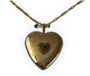 Vintage 14K Gold Filled Heart Locket Pendant and Necklace 18” Chain In Box - Picture 1 of 6
