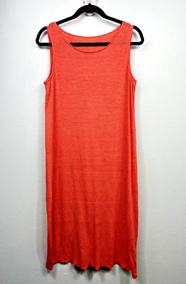 Eileen Fisher Midi Dress 100% Linen Striped Beachy Coastal Resort Size S - Image 1 of 4