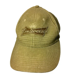 Budweiser Beer Cap Hat Khaki Canvas Strap Back Hat Proud to Serve Military Work - Picture 1 of 12