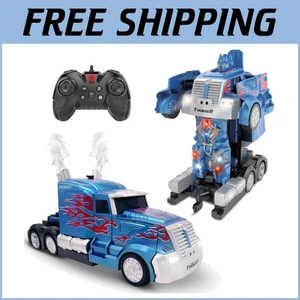 Blue Remote Control Transforming Robot Truck with Dance Mode - Fun for Boys 8-13 - Picture 1 of 10