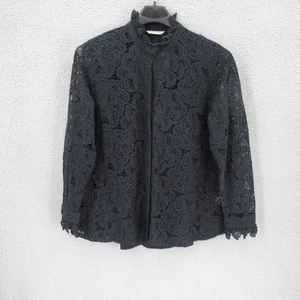 Weiche Umrandung Damen Gr. 1X Francesca Häkelspitze Bluse schwarz Whimsigoth - Bild 1 von 14