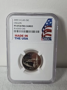 2005 S 25C Clad Oregon Quarter PCGS PR69 Ultra Cameo Made In The USA Slab - Bild 1 von 2