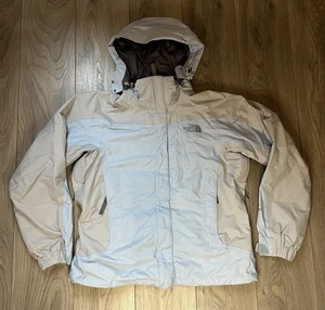 Women’s The North Face Hyvent Jacket Large Blue & Beige Ski Snow Hooded Full Zip - Picture 1 of 11