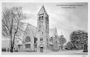 First Methodist Episcopal Church, Connersville, Indiana Vintage Postcard c1920s - Picture 1 of 1