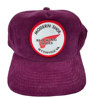 Vintage Red Wing Shoes Hat Cap Snapback Patch 90s Maroon Corduroy Cord Adult - Image 1 of 4