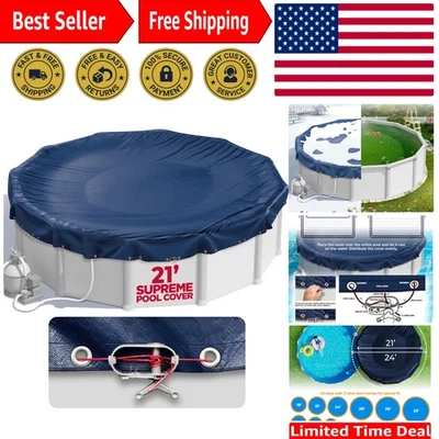 Cubierta de piscina redonda sobre el suelo de 21 pies - Defensa climática excepcional, azul marino Foto 1 de 4