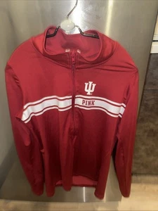 Victoria’s Secret Pink Ultimate 1/4 Zip Red/White Athletic Pullover Size Large - Picture 1 of 4