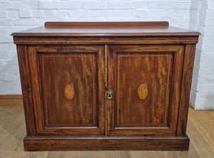 Antique inlaid mahogany double door side cabinet / millinery cupboard - Picture 1 of 18