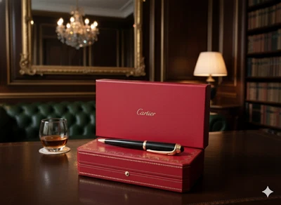 Bolígrafo Cartier Executive negro y dorado 2025 edición rara — nuevo en caja Foto 1 de 4