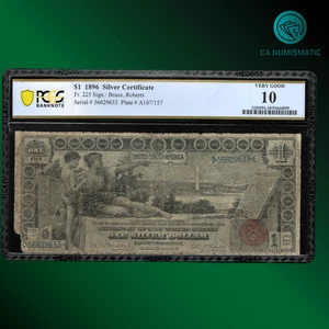 Fr.225 1896 $1 Dollar Silver Certificate EDUCATIONAL NOTE, PCGS 10, 29633 - Picture 1 of 2