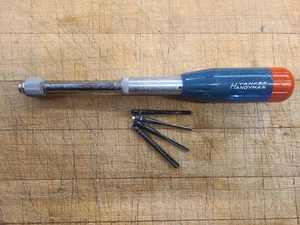 Vintage Stanley Yankee Handyman Hand Push Drill With 4 Bits No. 46  - Picture 1 of 6