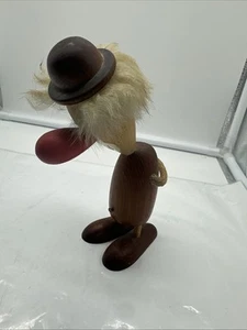 Perta Toys Pagliaccio in Legno Ornamento Corda Bracci 7” Naso Rosso Repubblica Ceca con Gancio - Foto 1 di 6