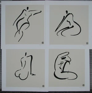 Ty Wilson, "FEMALE NUDE SERIES" Signed, numbered print- Mid-century Modern 4 Pcs - Picture 1 of 5