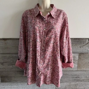 Talbots rosa Blumen Button Down Hemd Pinwheel Floral Größe 2X (R1) - Bild 1 von 9
