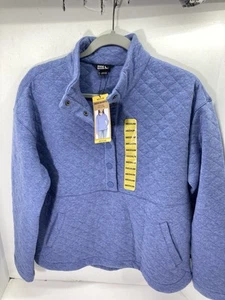 Eddie Bauer Quilted Sweater Women Medium Blue Long Sleeve Pullover Cotton Blend - Picture 1 of 13