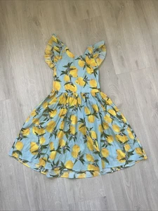 PrincesasA Lemon Apron Dress With Ruffle Sleeves Size 10/12 - Picture 1 of 7