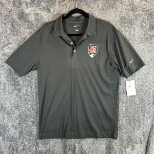 Nike Golf Polo Shirt Mens Medium Gray Performance Soccer Crest Logo 637167-060 - Picture 1 of 10