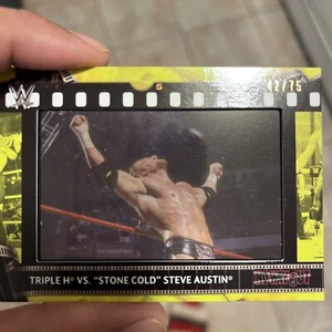 2021 Topps WWE Triple H vs. Stone Cold Steve Austin Film Strip Relic /75 Green - Picture 1 of 4