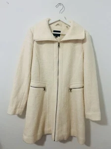 Jessica Simpson Women's Ivory Wool Full (Gold) Zip Coat Size M MSRP $355 NWOT - Picture 1 of 9