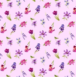 Northcott - Deborahs Garden - Medium Floral Toss - Lilac/Multi, BTY - Picture 1 of 8