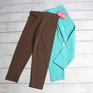 Carter's Girl's Pull On Pants Size 4 Turquoise Brown Leggings Set - Picture 1 of 10