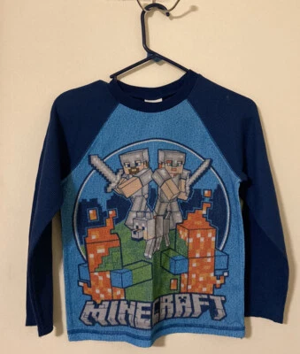 MineCraft Long Sleeve Boy's Pullover Pajama Shirt Medium - Image 1 of 4