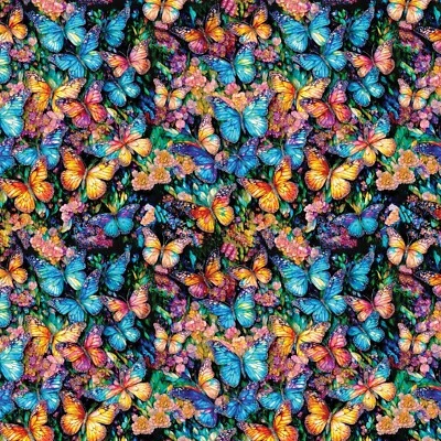 CAMELOT FABRICS Feline Drive Fabric GIGI IN THE GARDEN Stained Glass Butterflies Fat Quarter FQ