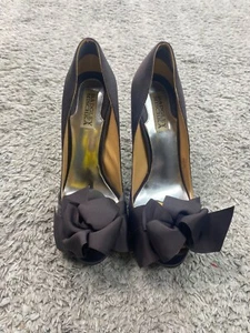 Badgley Mischka Heels Womens 7.5M Brown Suede Leather Open Toe Stiletto Pumps - Picture 1 of 10