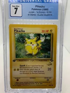 Pikachu 60/64 Jungle 1st Edition W Stamp CGC 7 NM Pokemon 1999 - Picture 1 of 4